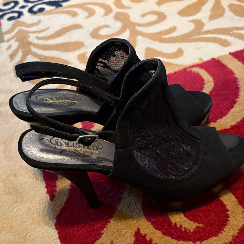 Unlisted Black Peep-Toe Heels